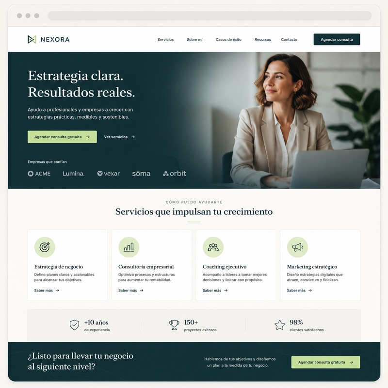 Ejemplo de sitio de servicios construida con IA